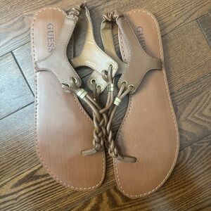 Guess Tan Braided Leather Sandals